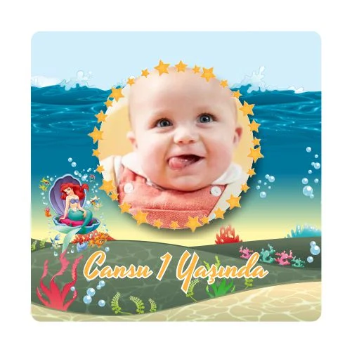 Deniz Kızı Temalı Doğum Günü Magneti